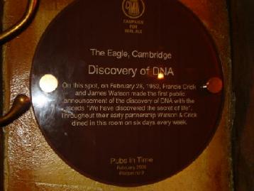 Plaque at the Eagle Pub