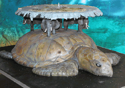 Giant Turtle with Four Elephants