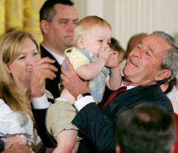 President Bush in East Room of the White House