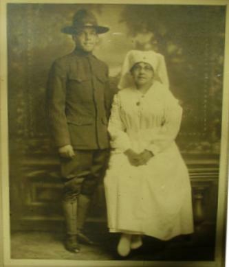 George in Uniform with His Mother, a Red Cross Nurse in 1918